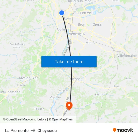 La Piemente to Cheyssieu map