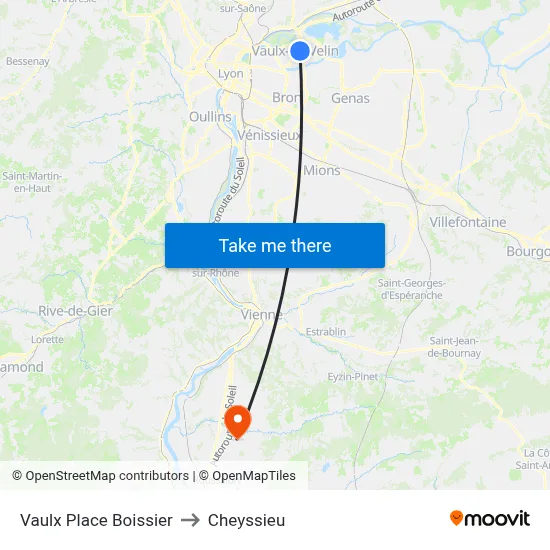 Vaulx Place Boissier to Cheyssieu map