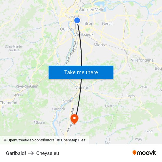 Garibaldi to Cheyssieu map