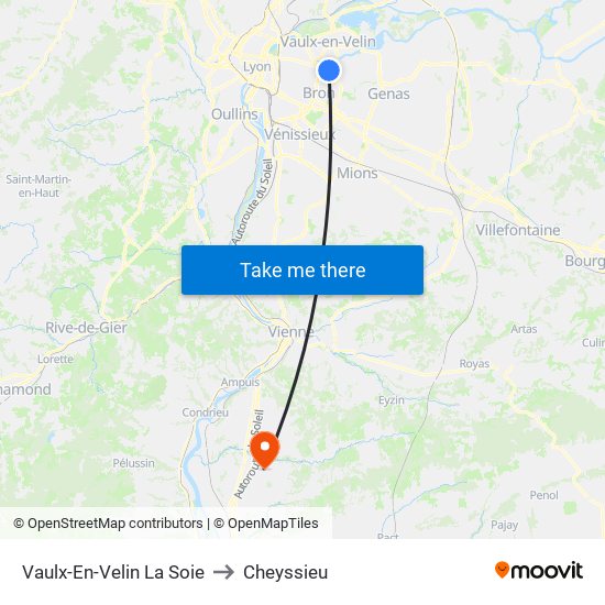 Vaulx-En-Velin La Soie to Cheyssieu map