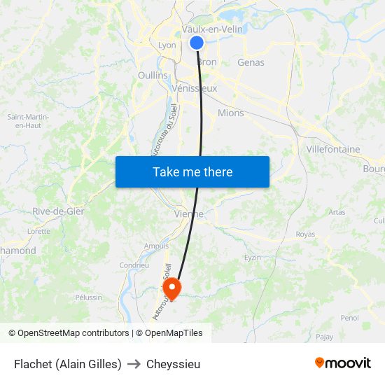 Flachet (Alain Gilles) to Cheyssieu map