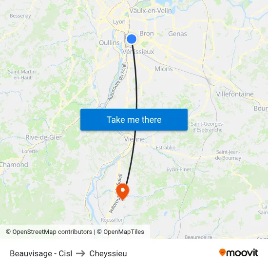 Beauvisage - Cisl to Cheyssieu map