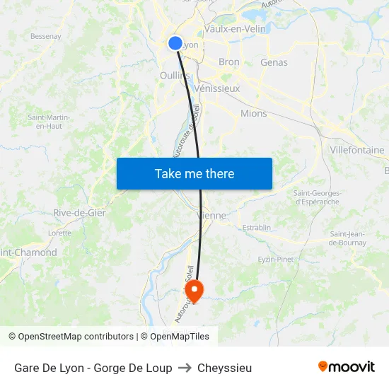 Gare De Lyon - Gorge De Loup to Cheyssieu map
