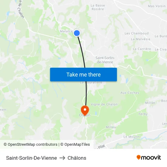 Saint-Sorlin-De-Vienne to Châlons map