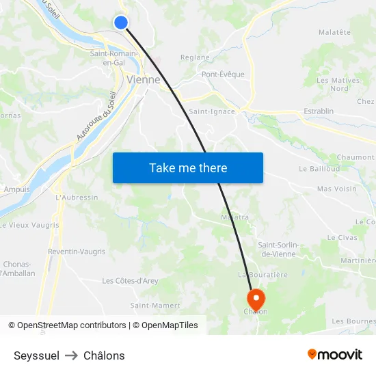 Seyssuel to Châlons map
