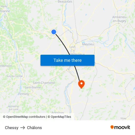 Chessy to Châlons map