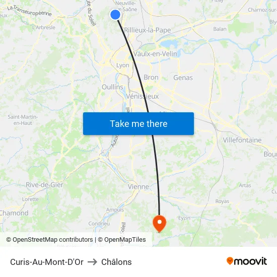 Curis-Au-Mont-D'Or to Châlons map