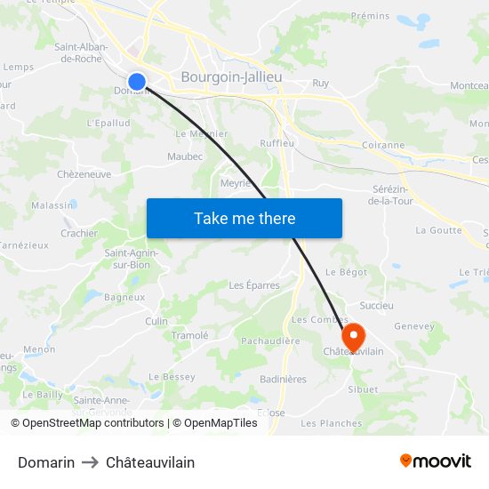 Domarin to Châteauvilain map