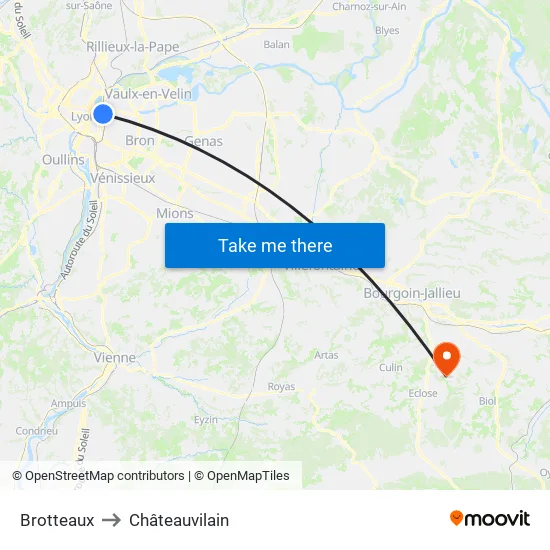 Brotteaux to Châteauvilain map