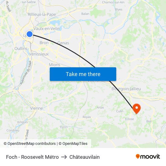 Foch - Roosevelt Métro to Châteauvilain map