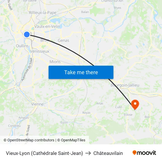 Vieux-Lyon (Cathédrale Saint-Jean) to Châteauvilain map