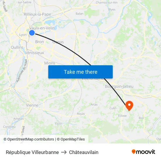 République Villeurbanne to Châteauvilain map