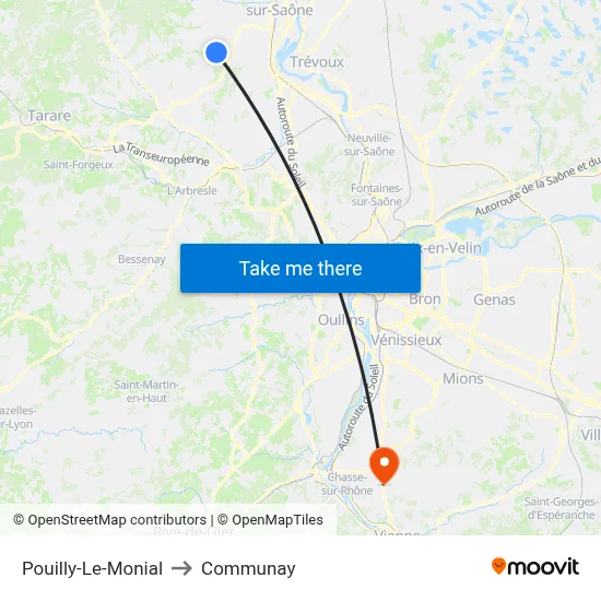 Pouilly-Le-Monial to Communay map