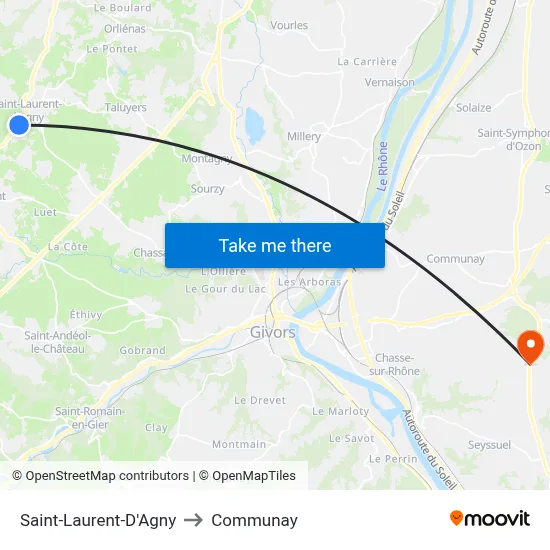 Saint-Laurent-D'Agny to Communay map