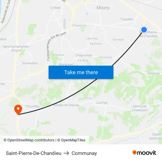 Saint-Pierre-De-Chandieu to Communay map