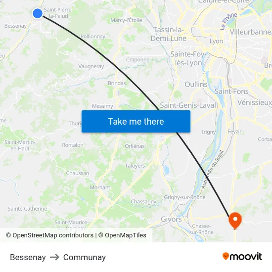Bessenay to Communay map