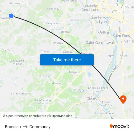 Brussieu to Communay map