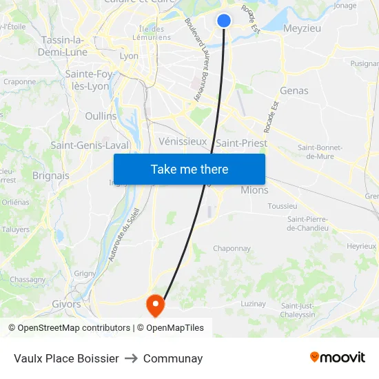 Vaulx Place Boissier to Communay map