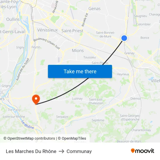 Les Marches Du Rhône to Communay map