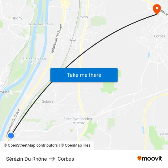 Sérézin-Du-Rhône to Corbas map