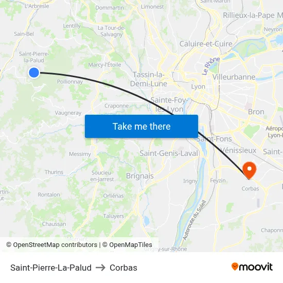 Saint-Pierre-La-Palud to Corbas map