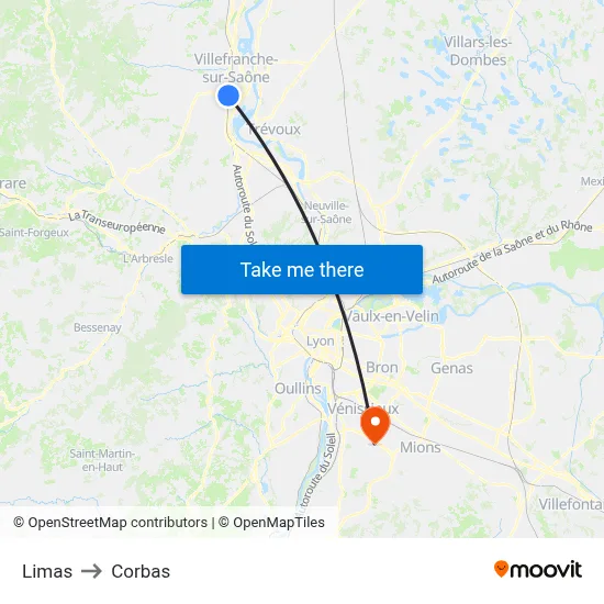Limas to Corbas map