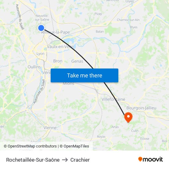 Rochetaillée-Sur-Saône to Crachier map