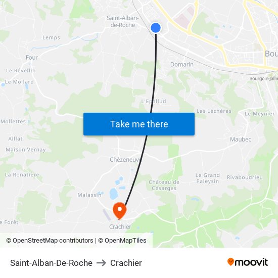 Saint-Alban-De-Roche to Crachier map