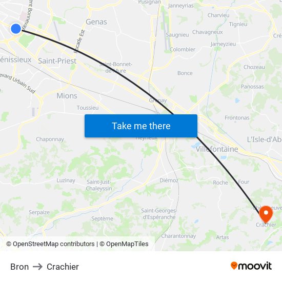 Bron to Crachier map