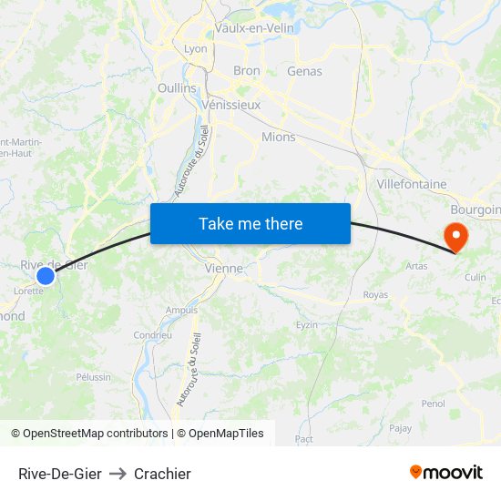 Rive-De-Gier to Crachier map