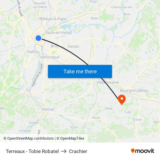 Terreaux - Tobie Robatel to Crachier map