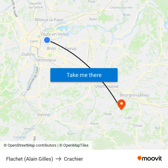 Flachet (Alain Gilles) to Crachier map