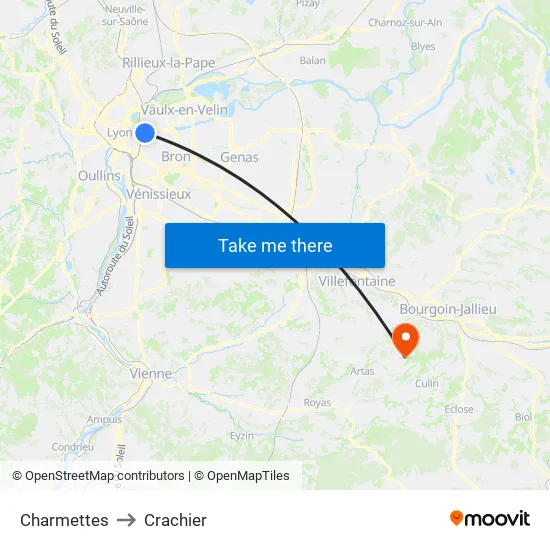 Charmettes to Crachier map