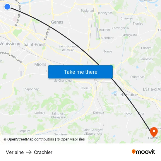Verlaine to Crachier map