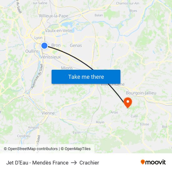 Jet D’Eau - Mendès France to Crachier map