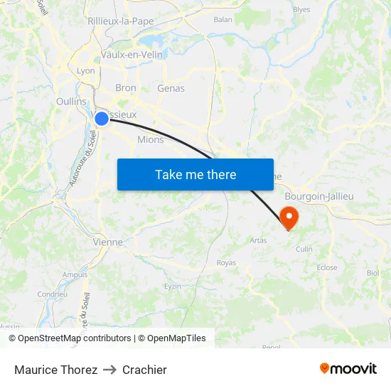 Maurice Thorez to Crachier map