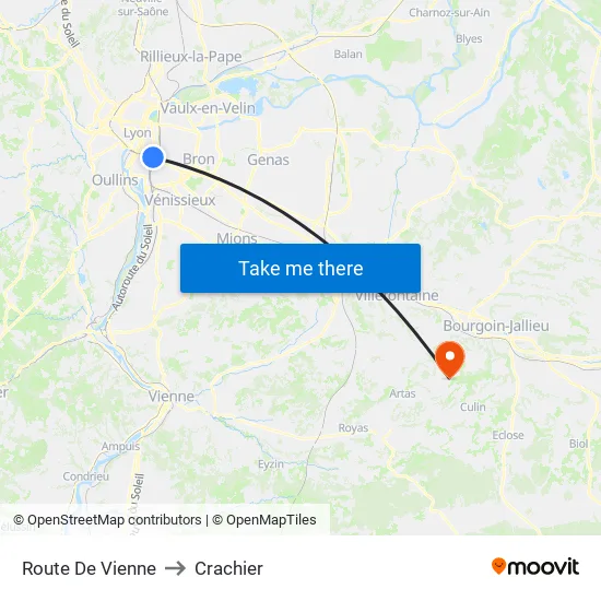 Route De Vienne to Crachier map