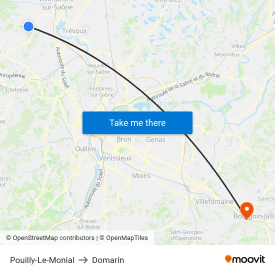 Pouilly-Le-Monial to Domarin map