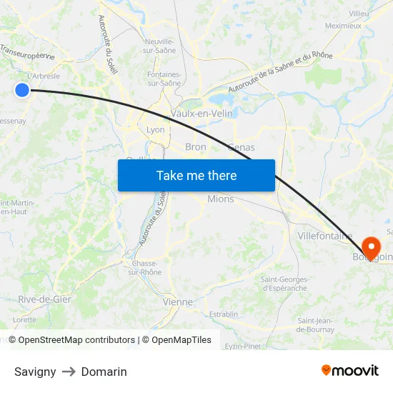 Savigny to Domarin map