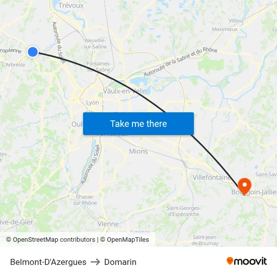Belmont-D'Azergues to Domarin map