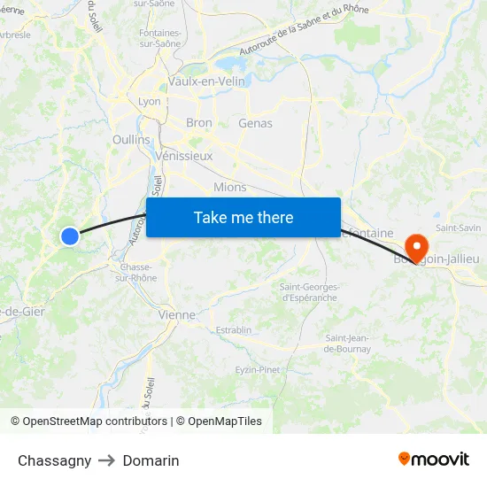 Chassagny to Domarin map