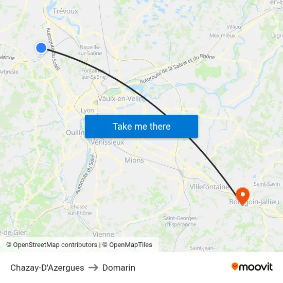 Chazay-D'Azergues to Domarin map