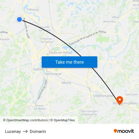Lucenay to Domarin map