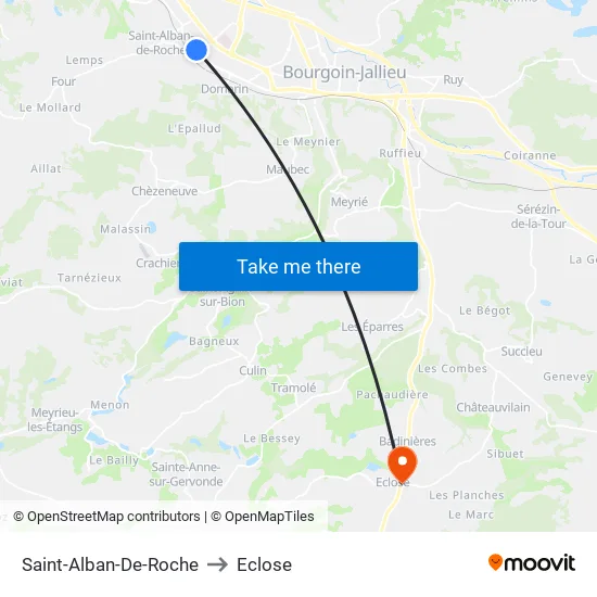 Saint-Alban-De-Roche to Eclose map