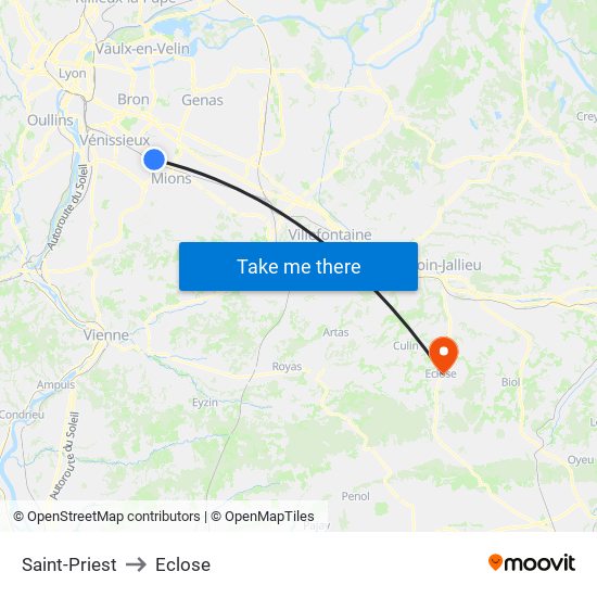 Saint-Priest to Eclose map