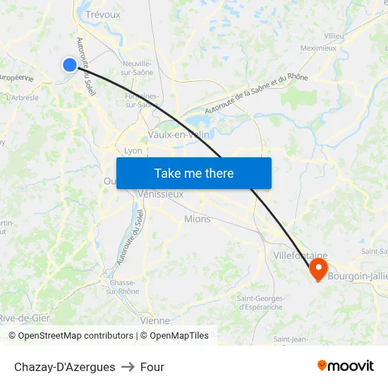 Chazay-D'Azergues to Four map