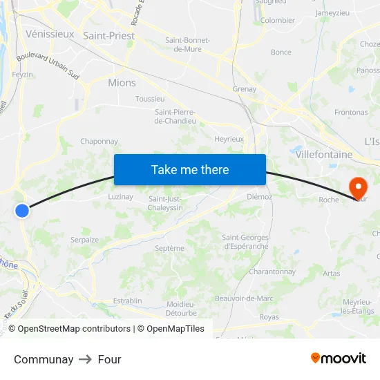 Communay to Four map