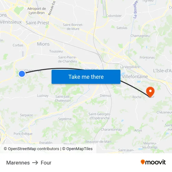 Marennes to Four map