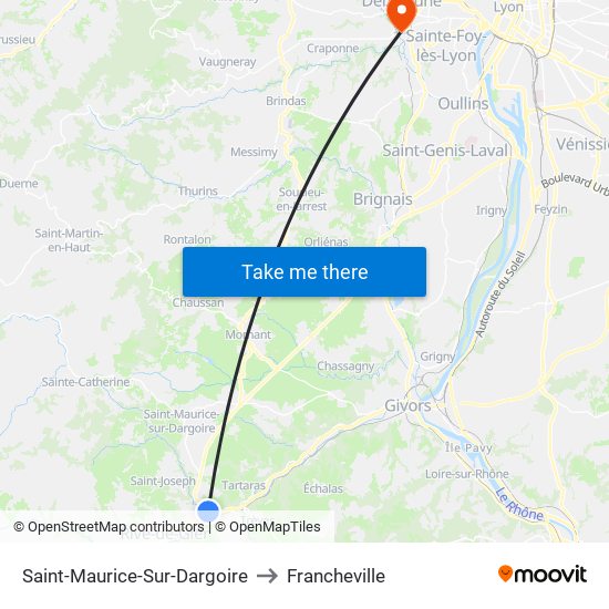 Saint-Maurice-Sur-Dargoire to Francheville map