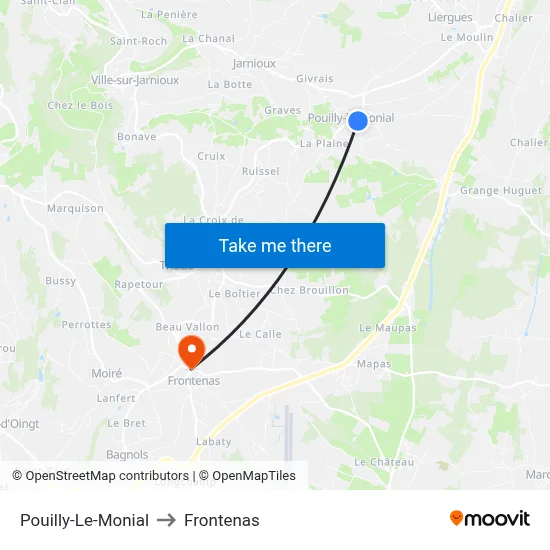 Pouilly-Le-Monial to Frontenas map